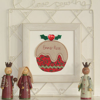 Personalised Christmas Embroidered Framed Artwork, 2 of 3
