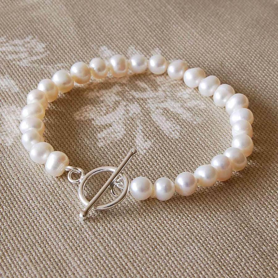 pearl bracelet with sterling silver clasp by highland angel ...