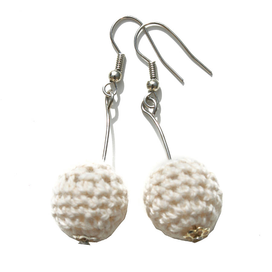 crochet knit bead earrings by hayley & co