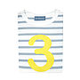 Grey + White Breton Striped Number/Age T Shirt Yellow, thumbnail 4 of 6