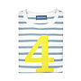 Grey + White Breton Striped Number/Age T Shirt Yellow, thumbnail 5 of 6