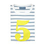 Grey + White Breton Striped Number/Age T Shirt Yellow, thumbnail 6 of 6