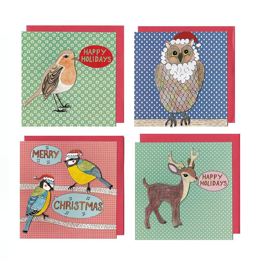 Pack Of 12 3D Effect Christmas Cards