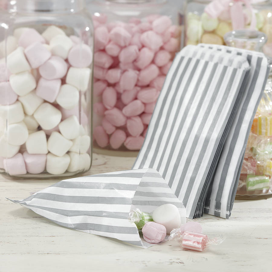 Pack Of 25 Striped Candy Bags