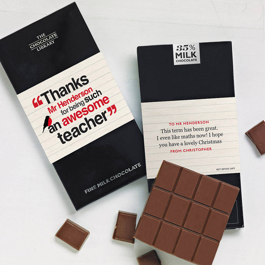 Teacher Thank You Christmas Chocolate By Quirky Chocolate ...