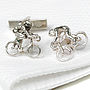 Solid Silver Cyclist Cufflinks, thumbnail 1 of 2