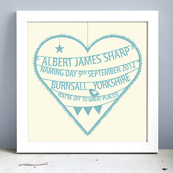 Personalised New Baby Heart Print, 4 of 5