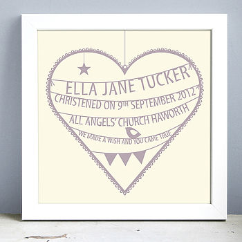 Personalised New Baby Heart Print, 5 of 5