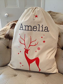 Embroidered Deer Christmas Sack Extra Large, 2 of 6