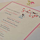 Order Of Service Wedding Love Birds Cards By Beautiful Day ...