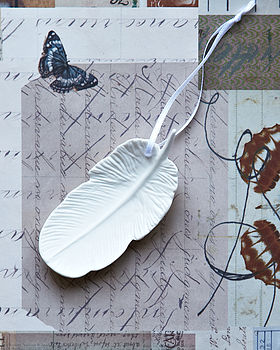Set Of Five Porcelain Feather Decorations, 6 of 7