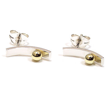 Silver With Gold Ball Straight Post Earrings, 3 of 5