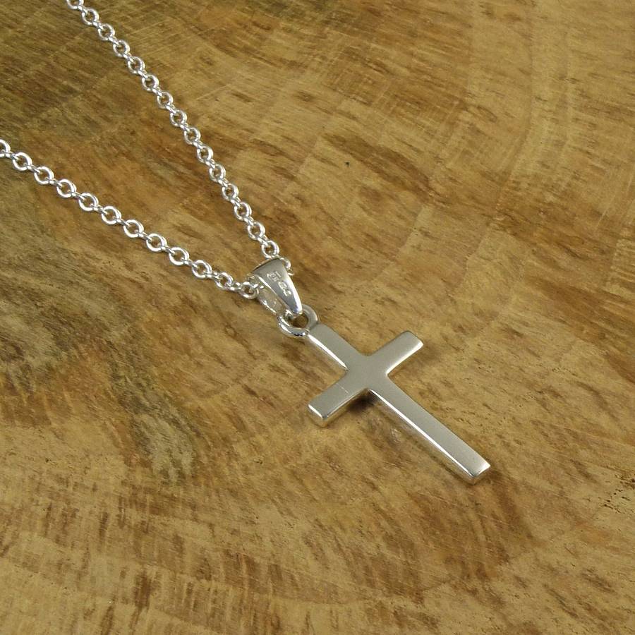Personalised Silver Cross Necklace By Hersey Silversmiths ...