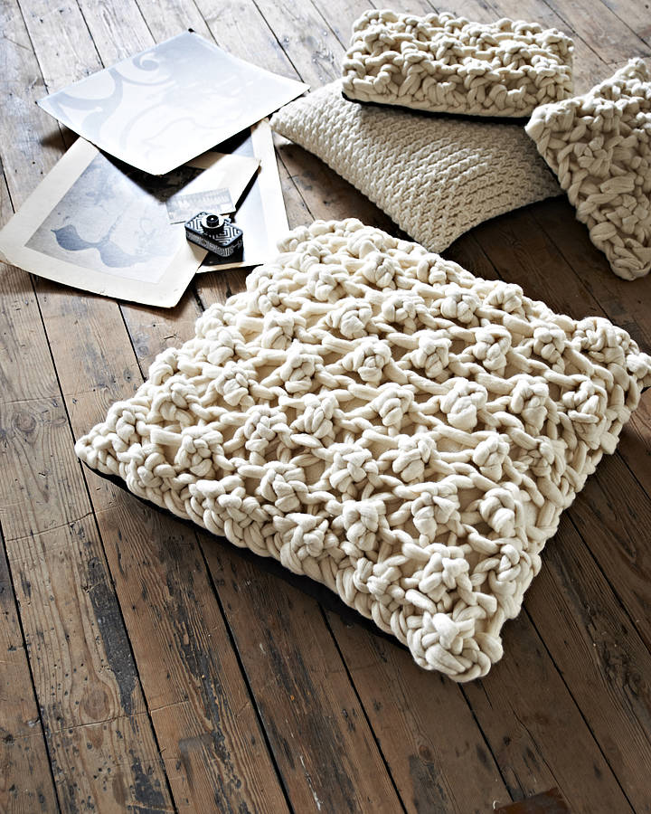 giant chunky knit cushion in 'hugo' stitch by melanie porter ...