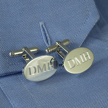 Personalised Silver Oval Hinged Cufflinks, 7 of 7