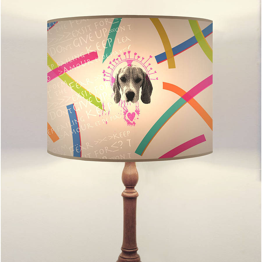 Handmade Beagle Dog Motif Drum Lampshade By Daniel Croyle