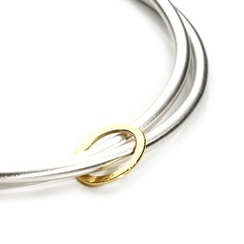Silver And Gold Crossover Bangle, 2 of 4