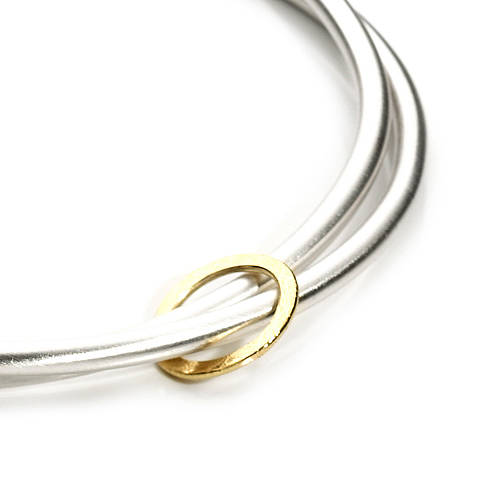 silver and gold crossover bangle by shona jewellery ...