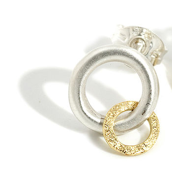 Silver And Gold Orbit Earrings, 2 of 4