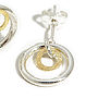 Silver And Gold Linked Orbit Earrings, thumbnail 2 of 4