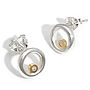 Silver And Gold Circle Diamond Earrings, thumbnail 1 of 4