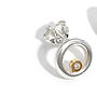 Silver And Gold Circle Diamond Earrings, thumbnail 2 of 4