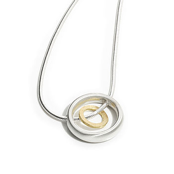 Silver And Gold Double Circle Pendant, 2 of 3