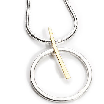 Silver And Gold Moving Bar Pendant, 2 of 3