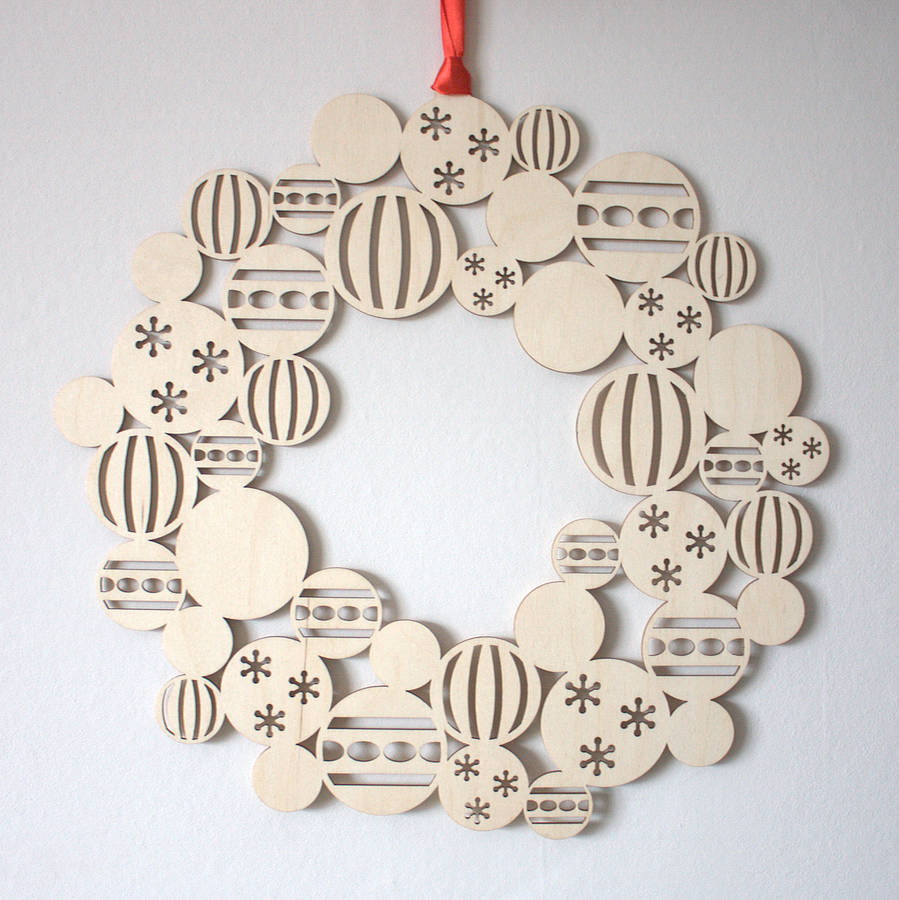 Wooden bauble christmas wreath by gilbert13 