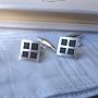 Silver Mens Square Cufflinks, thumbnail 1 of 4