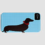 Dachshund Dog On Blue Phone Case, thumbnail 1 of 3
