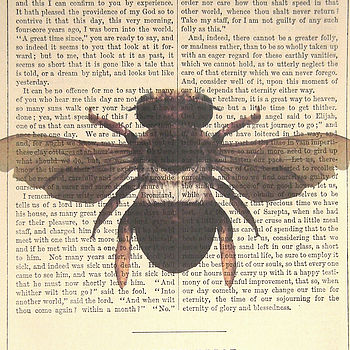 Upcycled Antique Paper Insect Bee Print, 5 of 5