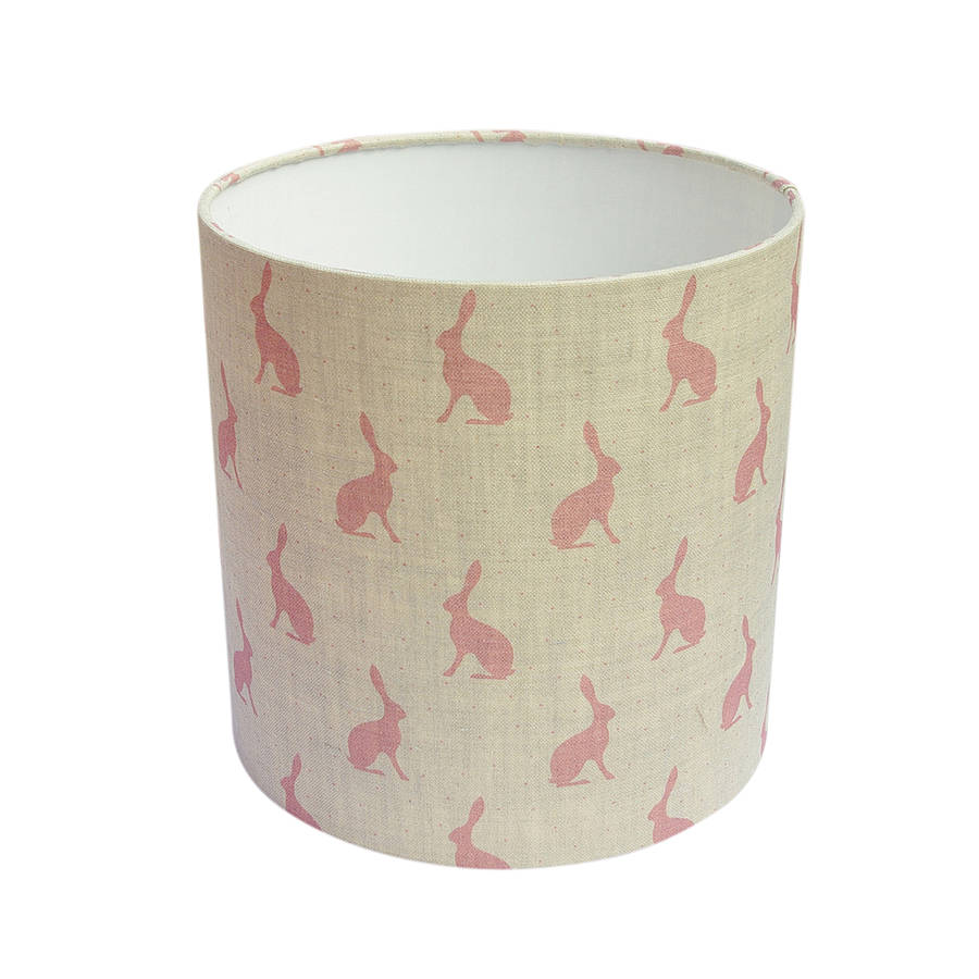 Blush Pink Hares Handmade Drum Lampshade By Lolly Boo Blush Pink Hares Handmade Drum Lampshade