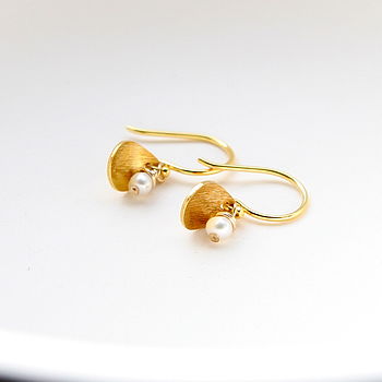 Brushed Leaf And Freshwater Pearl Earrings, 12 of 12