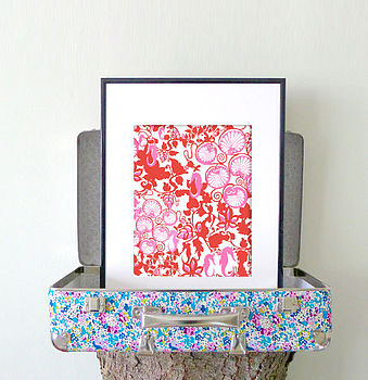 Seahorses And Lilly Pads Print   Pink, 3 of 3