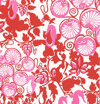 Seahorses And Lilly Pads Print   Pink, 2 of 3