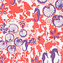 Seahorses And Lilly Pads Print  Red, thumbnail 2 of 3