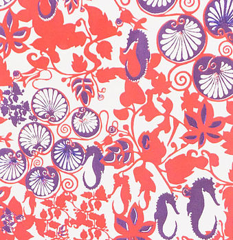 Seahorses And Lilly Pads Print  Red, 2 of 3