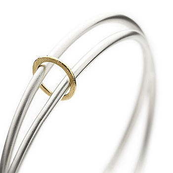 Silver And Gold Crossover Bangle, 3 of 4