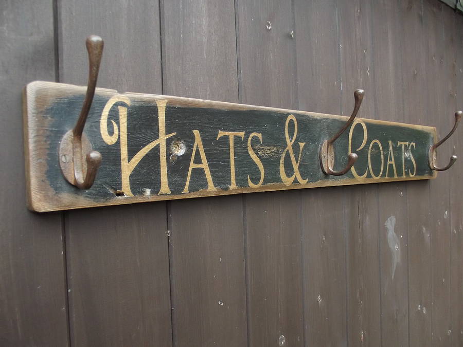 Vintage Style Hat And Coat Hook Board By WOODS VINTAGE HOME INTERIORS