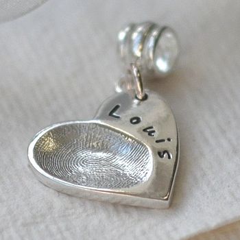 Silver Fingerprint Heart Charm With Fitting, 3 of 7