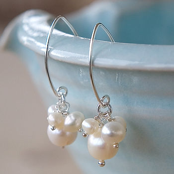 mini pearl cluster earrings by samphire jewellery | notonthehighstreet.com