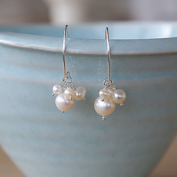 Mini Pearl Cluster Earrings By Samphire Jewellery