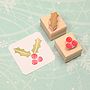 Holly And Berries Christmas Set Of Two Rubber Stamps, thumbnail 1 of 3