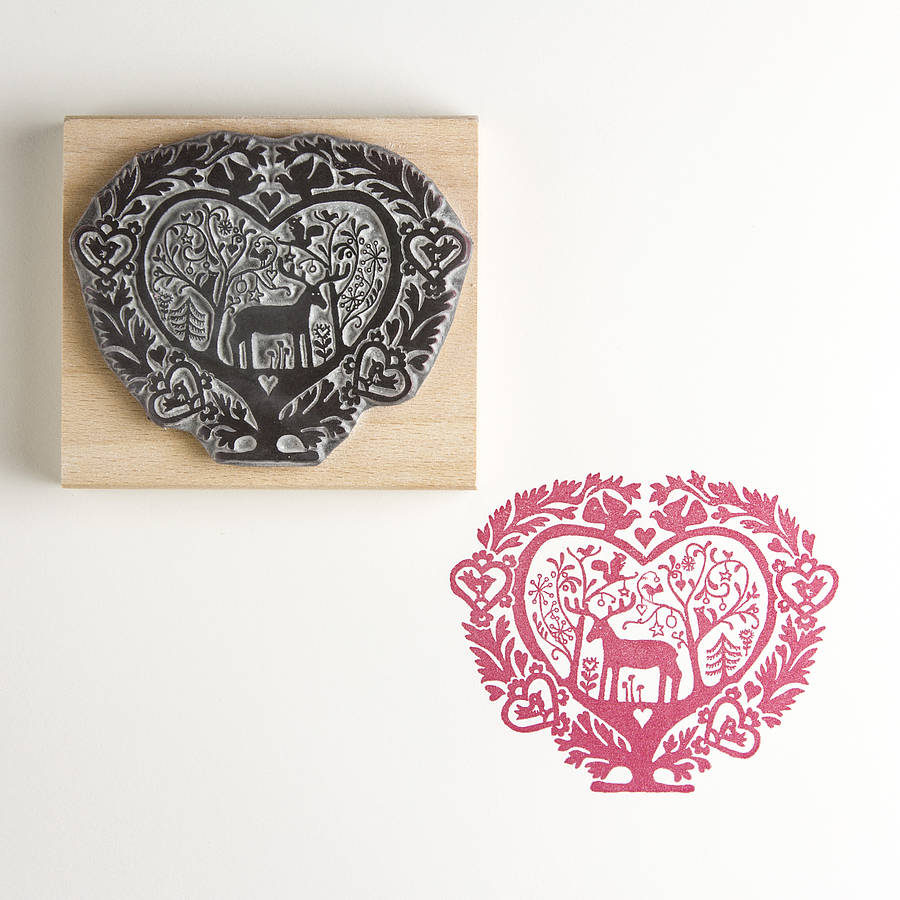 The Folk Heart Christmas Rubber Stamp, 1 of 2