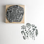 Flower Silhouette Rubber Stamp, thumbnail 1 of 1