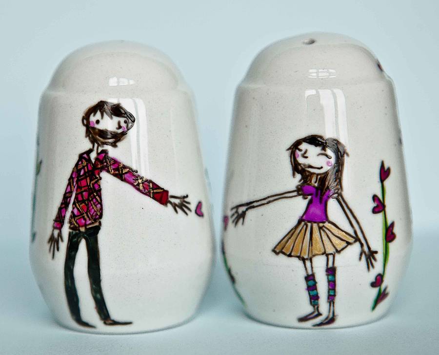 Personalised Heart Vine Salt And Pepper Pots By JoyNevada