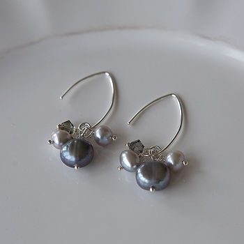 Mini Pearl Cluster Earrings In Silver, 4 of 6