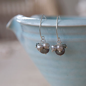 Mini Pearl Cluster Earrings In Silver, 2 of 6