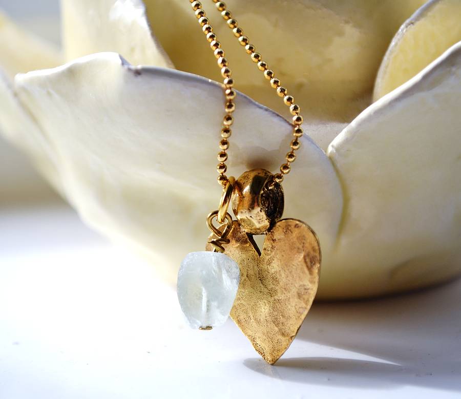 hammered gold and silver heart pendant by jamie london